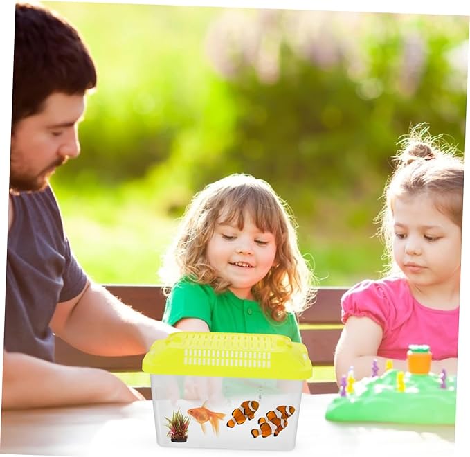 Plastic Turtle Fish Tank Handheld Aquarium Reptisoil Reptile Storage Nest Plastic Fish Bowls Bearded Dragon Habitat Glass Containers Lizards Reptile Feeding Tank Animal Turtle Tank