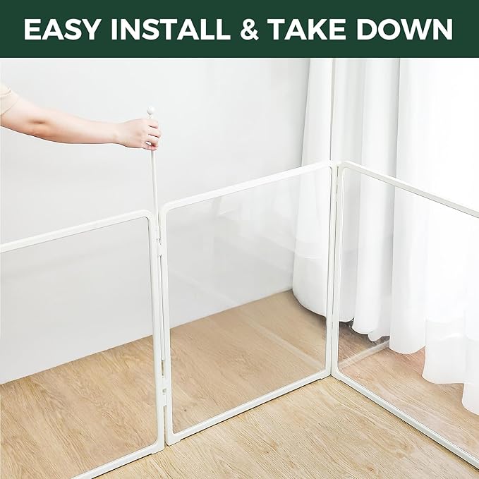 FXW Homeplus Unleashed Indoor Dog Playpen - Stress-Free and Safe Play, Heavy Duty 24 Inch 5 Acrylic Panels + 5 Wire Panels Dog Pen for Puppy and Small Dogs, White│Patented