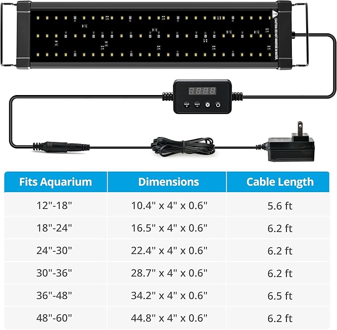 NICREW ClassicLED Plus LED Aquarium Light with Timer, 27 Watts, for 36 to 48 Inch Fish Tank Light, Daylight and Moonlight Cycle