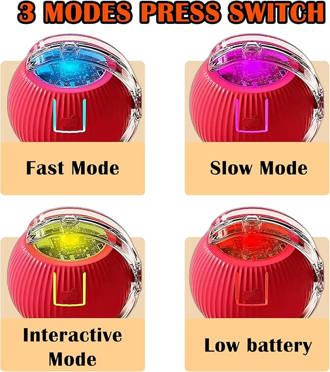 Cat Ball Toy,New Interactive Rolling Cats Dog Toy Balls 360° Smart Automatic Rolling Pet Ball, Fast Moving Toy for Dog,Interactive Toys for Cats (Yellow)