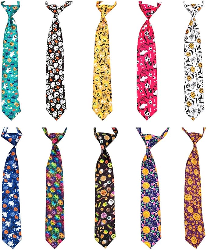 PET SHOW 10pcs Pack Halloween Big Dog Ties Neckties for Large Breed Dogs XL Adjustable Holiday Grooming Accessories Neck Ties Bowties Girl Boy Festival Costumes Photography Party Gift Favor