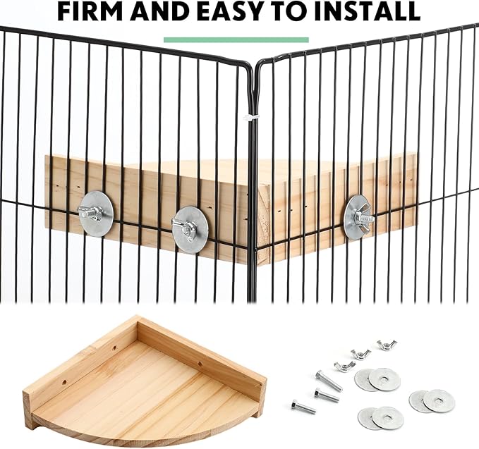 Wettarn 6 Pcs Bird Perch Platform Bird Corner Parrot Perch Corner Wooden Stand Sector Playground Cage Accessories Shelf for Parakeet Conure Cockatiel Budgie Gerbil Rat(7.1 x 7.1 Inch)