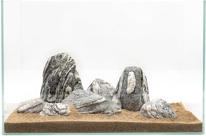 Natural Aquarium Rocks Silver Seiryu Rock Decorative Stone for Aquariums and Terrariums Animal Feeding Box, Micro Landscape, Stone Landscape and Bonsai.(10lb 2-7inch 5-6Pcs)