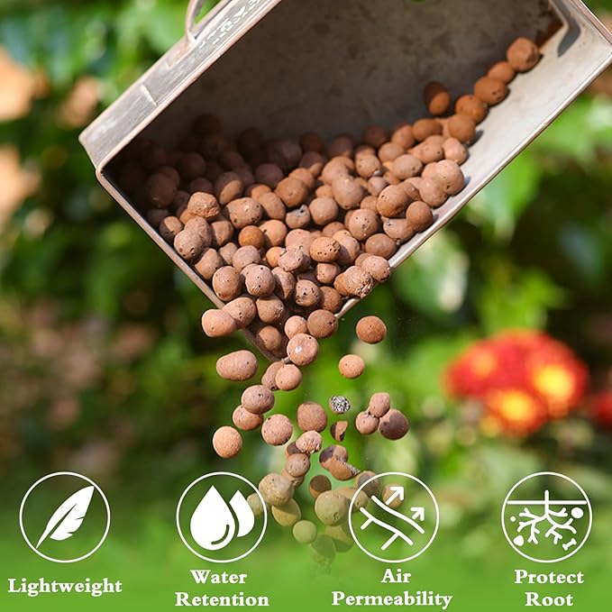Halatool 18LB Hydroton Clay Pebbles for Plants 4mm-16mm Lightweight Hydro Leca Balls for Potted Plants Hydroponics Gardening Orchids Drainage Decoration Aquaponics Aquariums