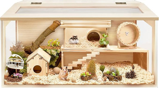 Prolee Hamster Cage Chew Proof, Mice and Rat Habitat Openable Top with Acrylic Sheets, Hamster Habitat Solid Built (32”L x 16" W x 16" H)