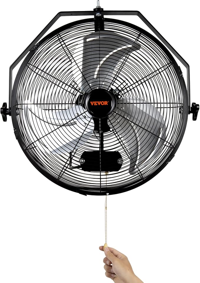 VEVOR Wall Mount Fan, 2 PCS 18 inch Waterproof, 3-speed High Velocity Max. 4000 CFM Industrial Wall Fan for Indoor, Commercial, Residential, Warehouse, Greenhouse, Workshop, Basement, Garage,Black