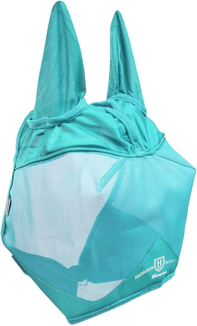 Harrison Howard UV-proof Multi-Function Fabrics Thick Fleece Padding Horse Fly Mask Half Face with Ears Mint Horse Large
