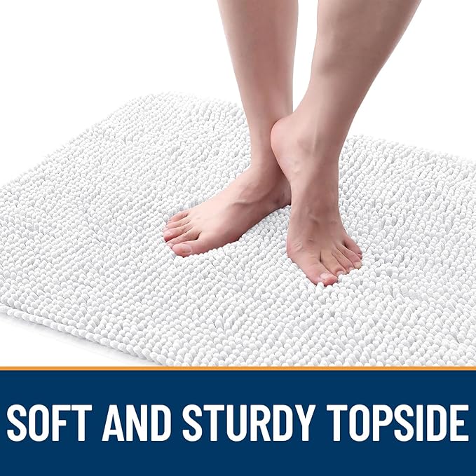 OLANLY Dog Door Mat for Muddy Paws 40x32, Absorbs Moisture and Dirt, Absorbent Non-Slip Washable Doormat, Quick Dry Chenille Mud Mat for Dogs, Entry Indoor Entryway Carpet for Inside Floor, White