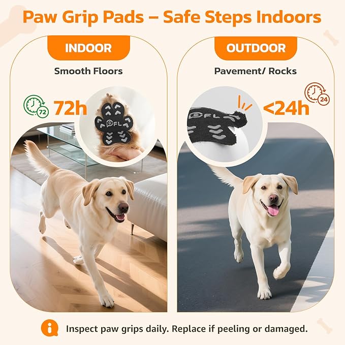 Non-Slip Dog Paw Protector Pads for Senior Dogs, Dog Paw Traction Stickers with Anti-Slip Rubber, Help Dogs Walk on Hardwood Floor, Pink 48pcs, XL for 41-60lbs
