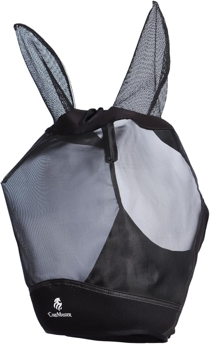 Horse Fly Mask Large Space Breathable UV Protection Equine Mask with Reflective Features on Ears Mars Black M
