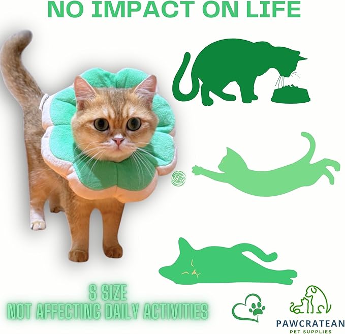 Adjustable Comfy Flower Style Elizabeth Collar for Cats Puppies Soft Recovery Cone Pet Protective Neck Collar (Green, Medium)