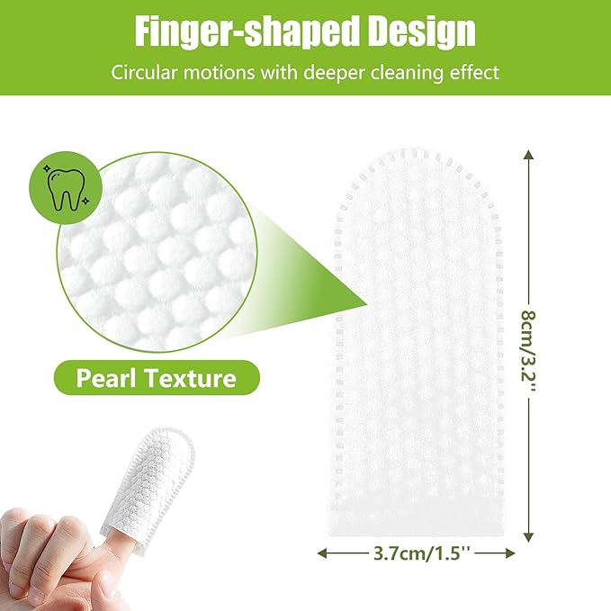 Pet Dental Care Finger Wipes, 60 Counts Teeth Cleaning Finger Wipes for Dogs & Cats, Reduces Plaque & Tartar Disposable Gentle Cleaning & Gum Care Pet Wipes