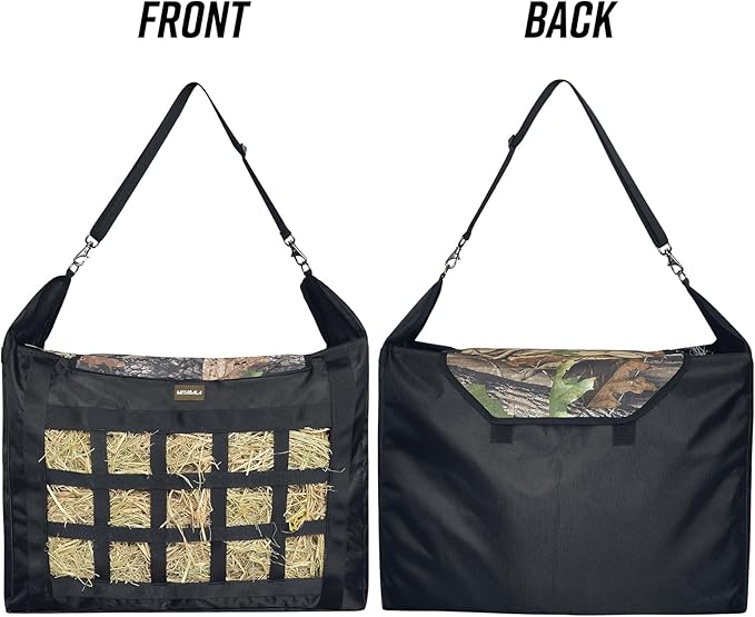 Hay Bag for Horses,Slow Feeder for Horse/Donkey/Goat, Premium 1680D Oxford Cloth,Easy to Fill and Hang with Extra Large Opening（Camo）