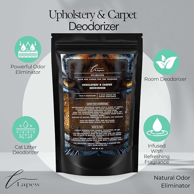 Fearless Carpet Freshener Powder: Powerful Odor Eliminator for Home, Upholstery Deodorizer, Carpet Deodorizer, Pet Urine, Cat Litter Box - Fearless Fragrance
