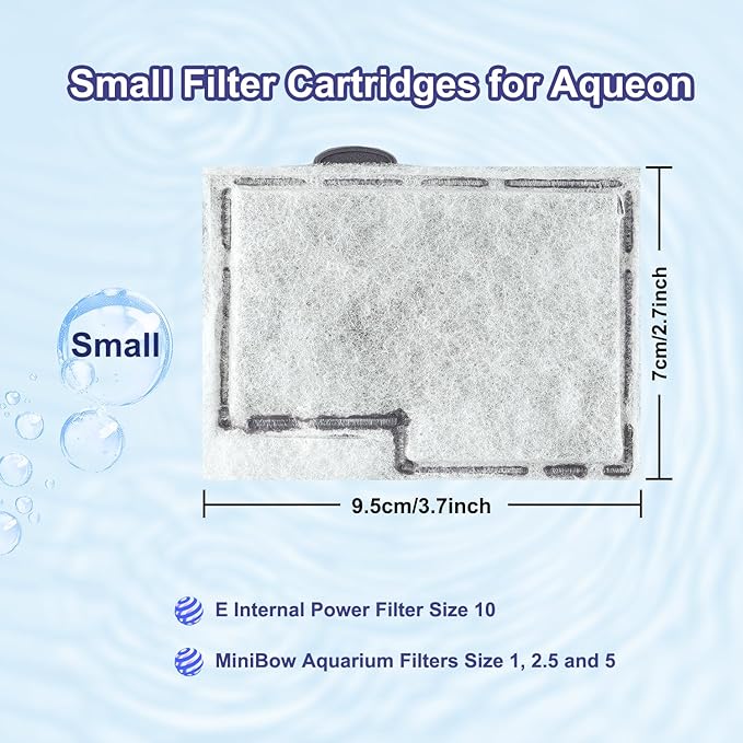 10 Pack Small Filter Cartridges for Aqueon,Small Fish Tank Replacement Filter for Aqueon QuietFlow E Internal Power Filter Size 10 and MiniBow Aquarium Filters Size 1, 2.5 and 5 Gallon