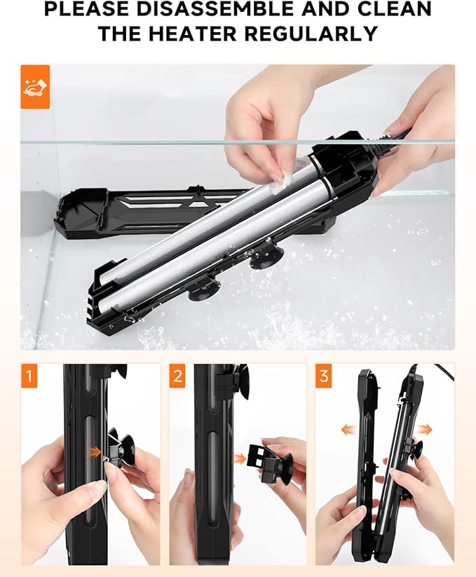 AQQA Aquarium Heater,64-95°F Fast Heating Double Quartz Glass Tube Fish Tank Heater,High-definition LCD Controller Displays Real-time Power,Anti-dry and Over-temperature Protection (1200W 210-330 Gal)