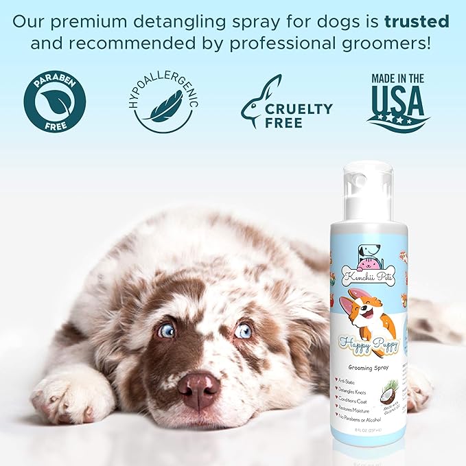 Professional Pet Grooming Spray for Puppies and Dogs | All-Natural Scented Moisturizing Dog Detangler Spray | Puppy Conditioner Coat Shine Spray | Dog Grooming Supplies