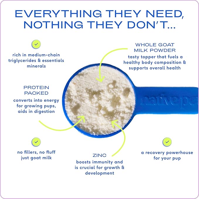 Native Pet Goat Milk for Dogs - Organic Goat Milk Powder for Dogs and Cats - Puppy Formula Dairy Replacement Packed with Protein & Vitamins for Immunity, Recovery & Growth for Active Pups - 120 Scoops