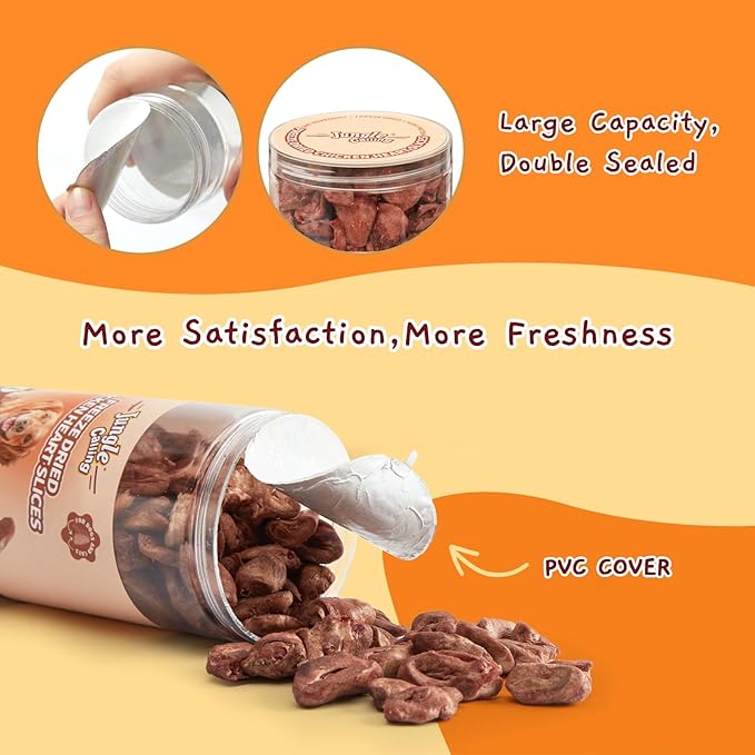 Jungle Calling Cat Treats & Dog Snacks, Freeze Dried Chicken Hearts Halves for Cats & Dogs, Single Ingredient Organ Meat, High Protein Pet Training Treats & Food Topper, 7.76 oz