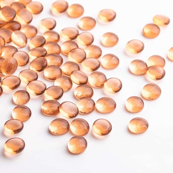 1 LB Glass Marbles, Pink Mini Flat Glass Beads~150 PCS for Vase Fillers, Floral Bottom Mancala Gems Pebbles Fish Tank Rocks for Table Aquarium,Home Decor Art Craft Supplies(0.5"~0.7")