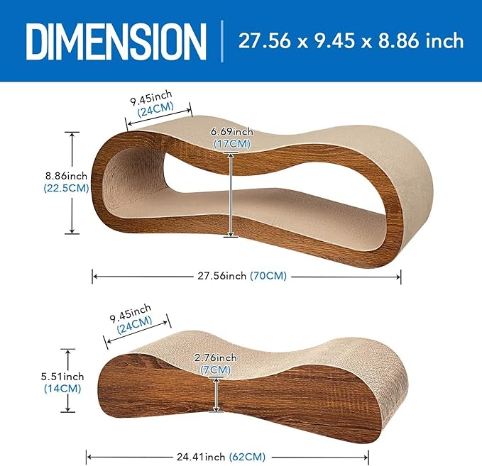 Cat Scratcher,2 in 1 Cat Scratching Board,Cat Cardboard,Scratch Lounger,Large,27.56 x9.45 x8.86 inch