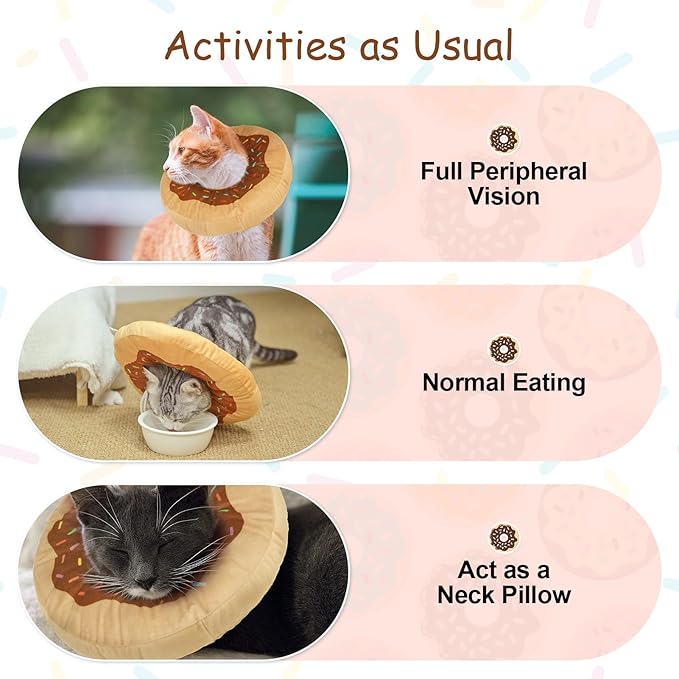 BEAUTYZOO Cat Cone Collars Soft, Cat Recovery E Collars After Surgery to Stop Licking, Adjustable Elizabeth Circle Collar Cute Pet Donut Pillow for Cats Kitten Small Dogs