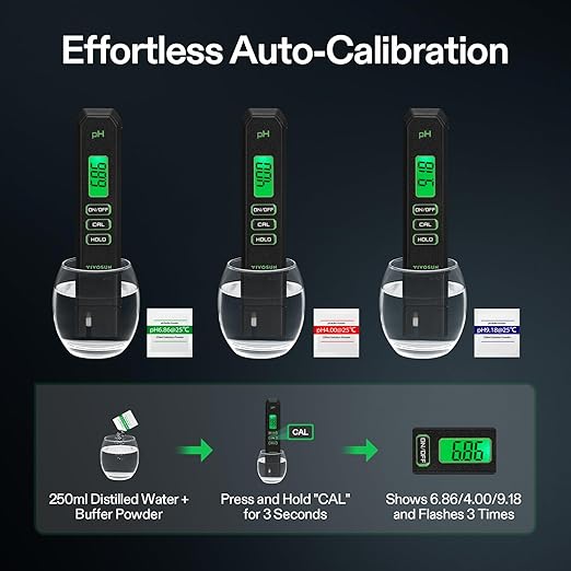 VIVOSUN Digital pH Meter, 0.01pH High Accuracy Pen Type pH Tester for Hydroponics, Household Drinking, Pool and Aquarium, Black, UL Certified