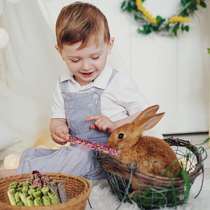 Sofier 32Pcs Timothy Hay Sticks 320g for Rabbit, Guinea Pig, Hamster - Natural Handmade Treats and Chews for Teeth - Chinchilla, Rat, Gerbil Toys