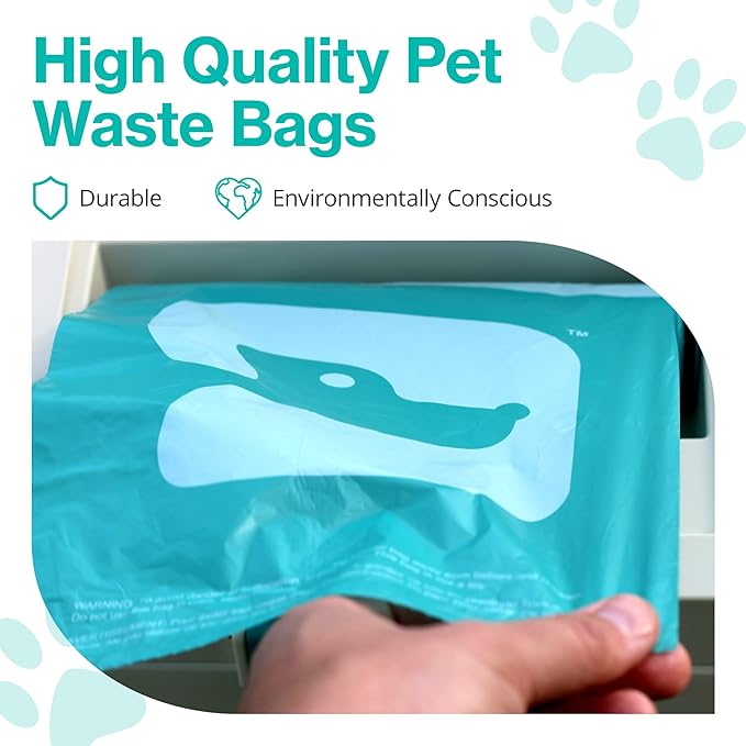 PawPail Dog Poop Bags and Air Filter Duo, Leakproof & Durable Poop Bags for Trash Can, with 1 Activated Carbon Filter - Pooper Scooper Dog Products, Dog Accessories | 1 Roll of 150 XL Size Bags