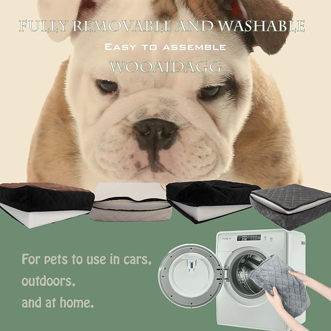 Dog Car Seat for Medium Dogs, Pet Travel Bed with Seat Belt Channel, Fully Detachable and Washable, 3 Straps Easy to Install (Green)