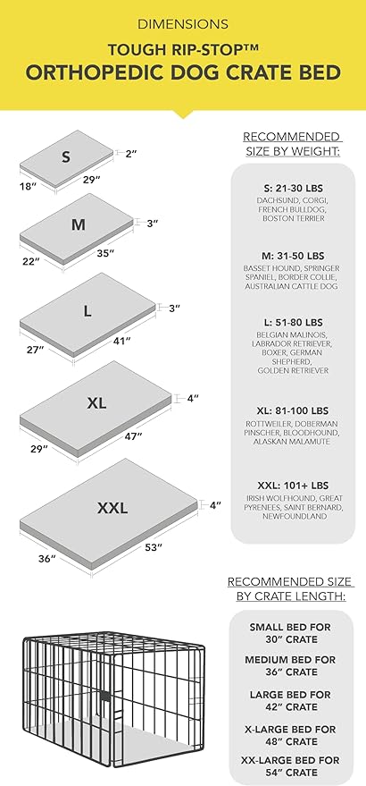 K9 Ballistics Tough Ripstop Orthopedic Dog Crate Bed - Durable Pad with Washable Cover, for Wire Crates, Tie-Downs Included, Size: XX-Large 53"x36", Blue Quartz