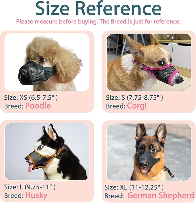 LUCKYPAW Dog Muzzle, Mesh Muzzle for Large Medium Small Dogs, Soft Mouth Guard for Biting Chewing, Breathable Mouth Guard with Adjustable Strap for Training(Brown, L(Snout:9.75"-11"))