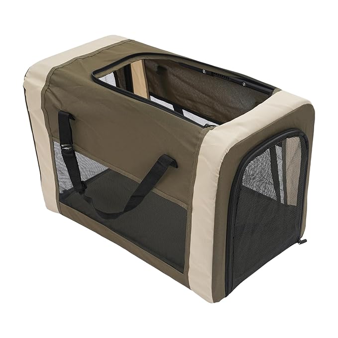 Foldable Pet Stroller for Small & Medium Dogs, Double Dog & Cat Stroller with 3-in-1 Travel System, Detachable Pet Carrier with Wheels for Cats and Dogs up to 77 lbs, Dark Green