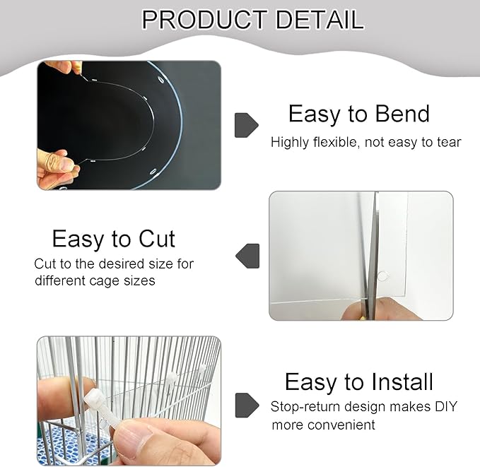 Pet Cage Liner Protection, Rabbit Cage Plastic Panels, 18 PCS Cage Urine Guard for Rabbit, Guinea Pig, Hamster, Hedgehog, Chinchilla, Ferret, Bunny - Transparent, 11.8"x5.9"