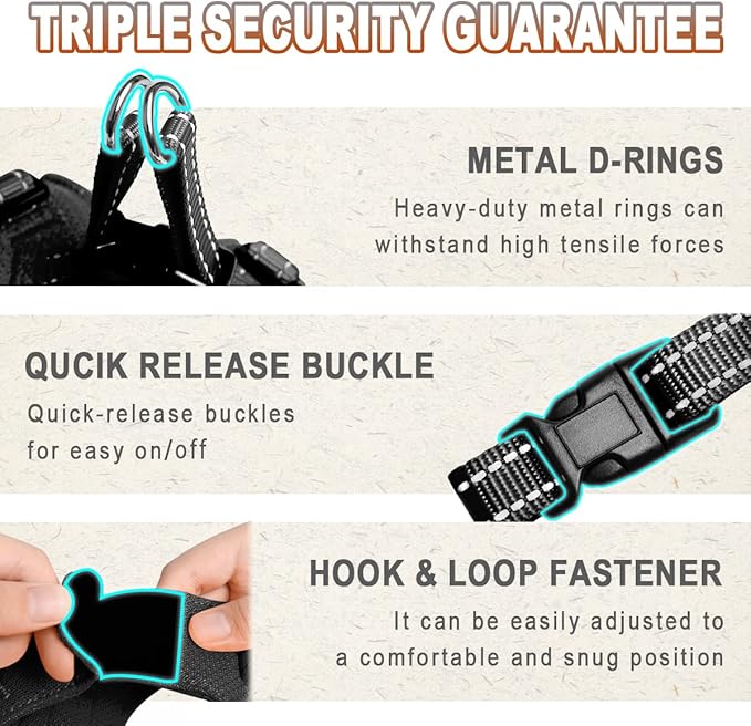 Dog Harness Step in Dog Vest Harness, Reflective Adjustable Puppy No Pull Harness Breathable Soft for Small and Medium Dogs Cats, Black, XS