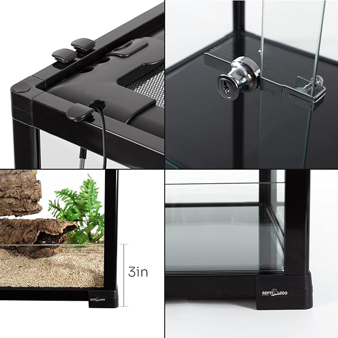 REPTIZOO 84 Gallon Large Reptile Terrarium Extra-Long 60" x 18" x 18" Spliceable Glass Reptile Tank, Double Top Cover Enclosure Habitats