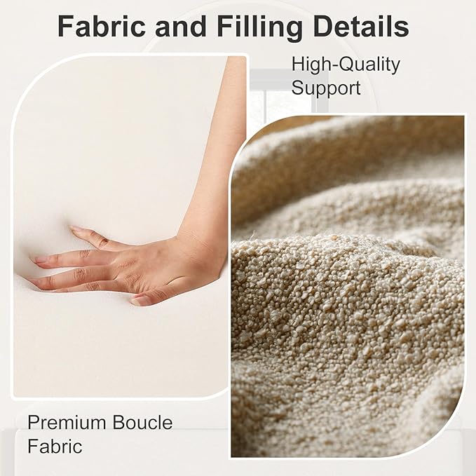 Storage Ottoman Bench, End of Bed Bench for Bedroom, 47" Boucle Upholstered Entryway Shoe Seat Bench, Holds up to 660 lb Storage Ottoman, Padded Blanket Chest Stool Foot Rest for Living Room Beige