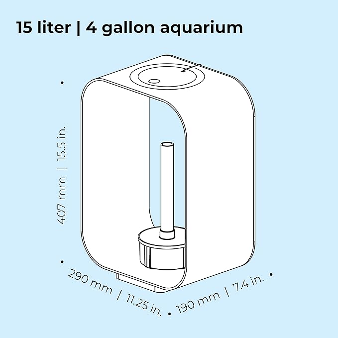 biOrb Life 15 Acrylic 4-Gallon Aquarium with Multi-Color Remote-Controlled LED Lights Modern Compact Tank for Tabletop or Desktop Display, Transparent
