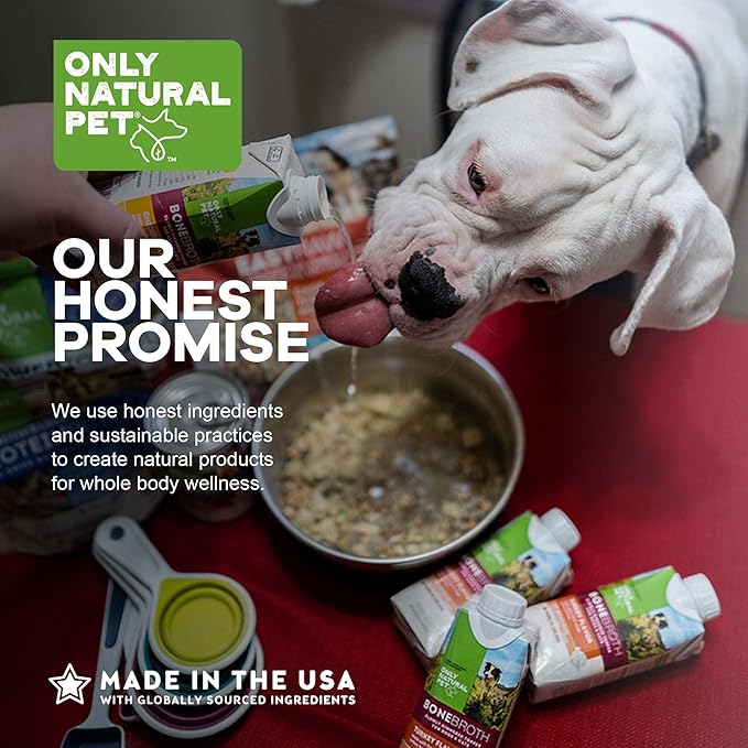 Only Natural Pet Bone Broth Turkey Flavor Dog & Cat Meal Topper, 100% Human-Grade Slow-Simmered, Free-Range for Dry Food or to Hydrate Dehydrated Food - (2-Pack / 11.16 oz Each)