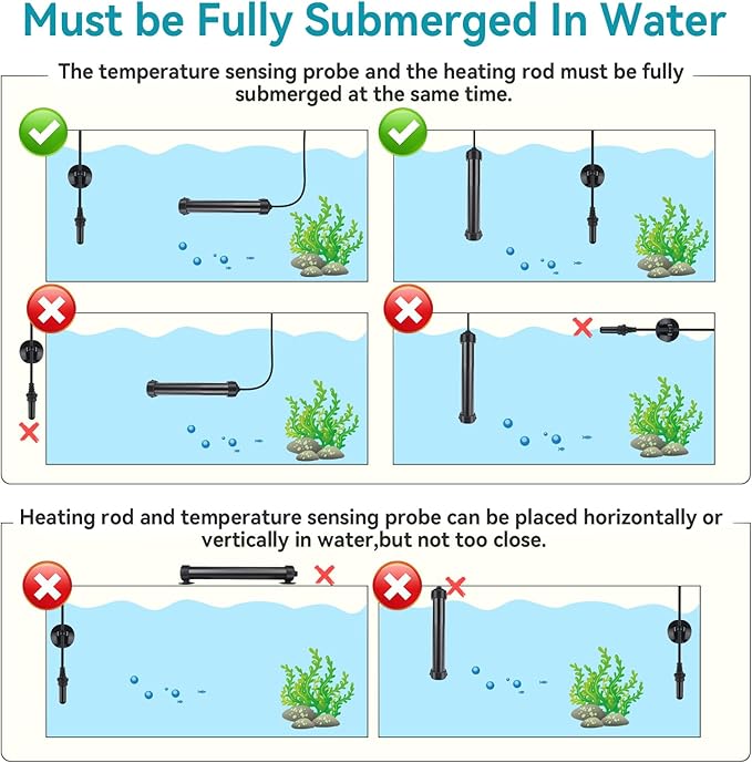 hygger Marine Aquarium Heater 50W 100W 200W 300W 500W,Titanium Heater with Temperature Calibration,Digital LED Controller,Temperature Probe,Submersible Fish Tank Heater for Saltwater Freshwater Tank