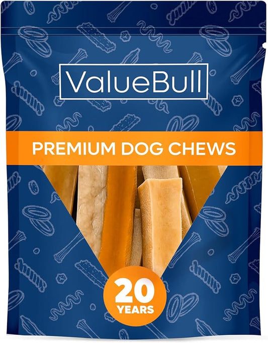 ValueBull Himalayan Yak Cheese Dog Chews, Medium, 10 ct - Long Lasting for Aggressive Chewers, All Natural, Healthy & Safe, Low Odor Nepal Yak Milk Chews