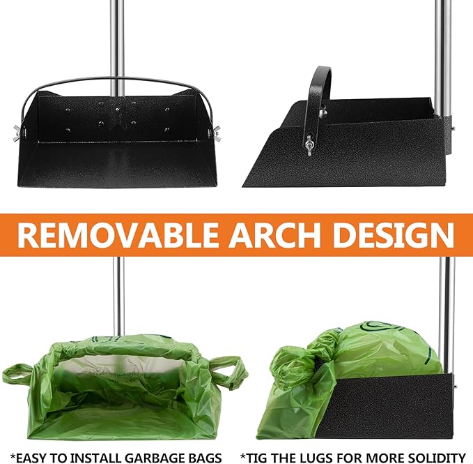 Toozey Unbreakable Dog Pooper Scooper with Extra Large Stainless Metal Poop Tray & 43.31" Long Handle Rake Scoop, Easy Waste Cleanup for Large, Medium, Small Dogs with 20 Bags