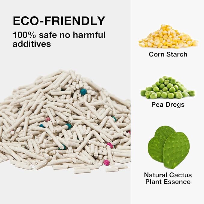 VETRESKA Tofu Cat Litter, Natural Strong Clumping Flushable Litter Pellets, Ultra Water Absorbent Deodorant Tofu Litter, Dust-Free Low Tracking Cat Litter, Cactus(5.5lb×4bags)