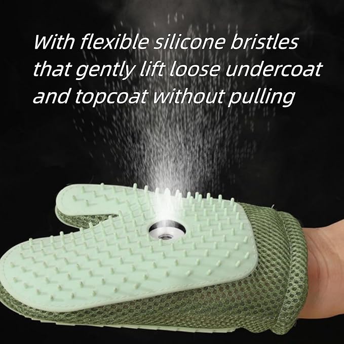 Pet Hair Remover Glove, All-in-One Grooming Mist Glove for Pets, Upgrade Efficient Pet Hair Remover Electrostatic Gloves Grooming Spray Comb, Gentle Deshedding Efficient for Dogs & Cats (Green)