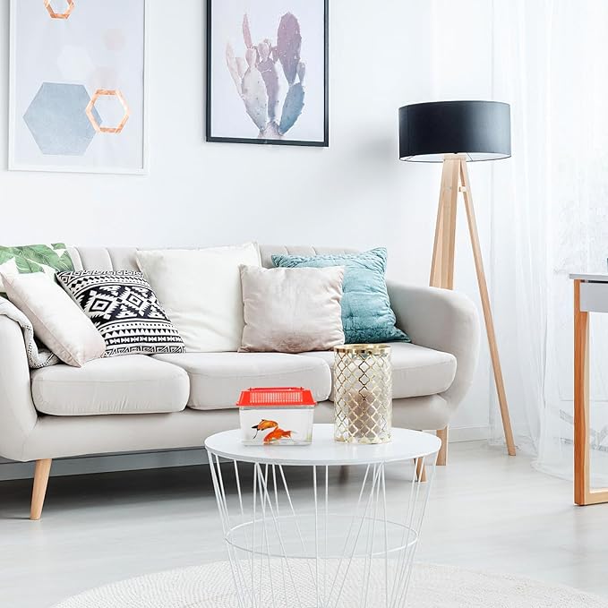 Portable Fish Tank, Handheld Fish Tank, Plastic Mini Fish Box, Transparent Cutout Design, Plastic Aquarium with Handle for Turtle and Pet Fish Lid for