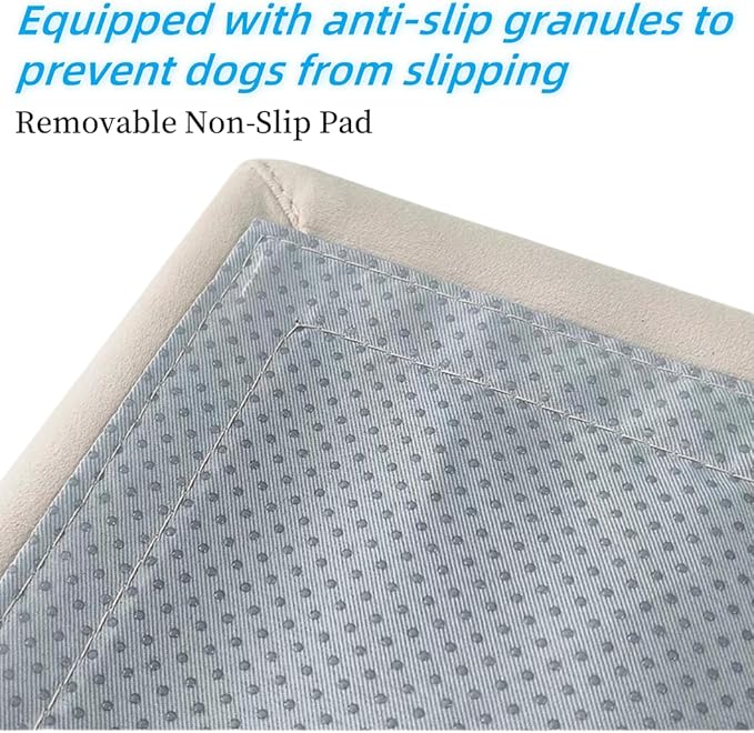 Split Ottoman Dog Ramp, Folding Pet Ramps Stairs for Couch, Pet Ramps Stairs for Small and Large Dogs, Holds up to 220 lbs (Beige - 2 Pads & 2 Covers, One Size)