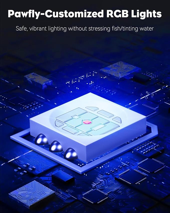Pawfly 12 Inch 11 W Aquarium Color Enhancement Light for 13" to 22" Fish Tanks IPX8 Waterproof Aquarium LED Light Brilliant RGB Lights with 7 Single Color Effects Timer & Adjustable Brightness