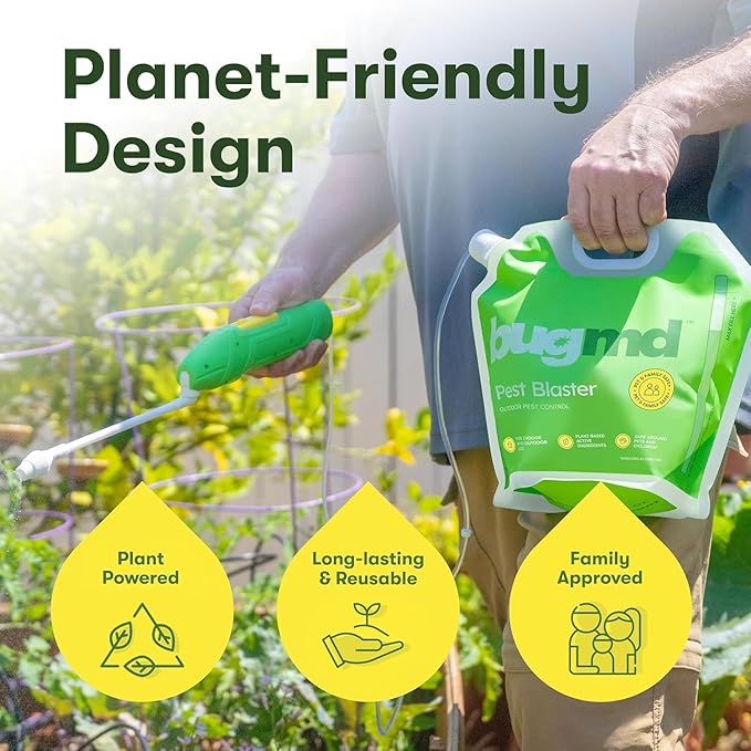 BugMD Blaster Kit - 4 Pack Pest Control Essential Oil Concentrates 3.7 oz and 1 Pest Blaster - Plant-Powered Bug Spray for Home, Insect Killer, Ant Killer for House, Roach, Flea Spray for Home