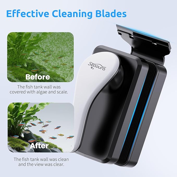 Magnetic Aquarium Glass Cleaner，Algae Scraper for Aquarium Fish Tank， Fish Tank Algae Clean Brush Dual-Sided Side Floating Aquarium Magnetic Brush (S)