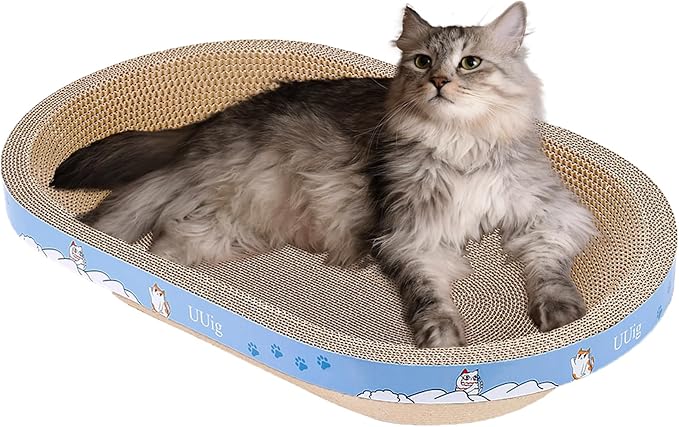 Cat Scratcher, 19.6x12.5 inches Cardboard Cat Scratching Board, Large Cat Scratchers for Indoor Cats, Bowl-Shaped Cat Scratch Pad Bed with Catnip